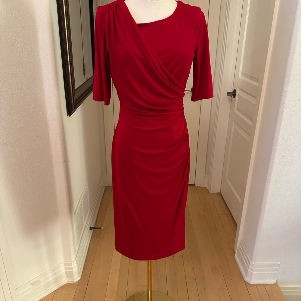 Elegant Red Draped Dress